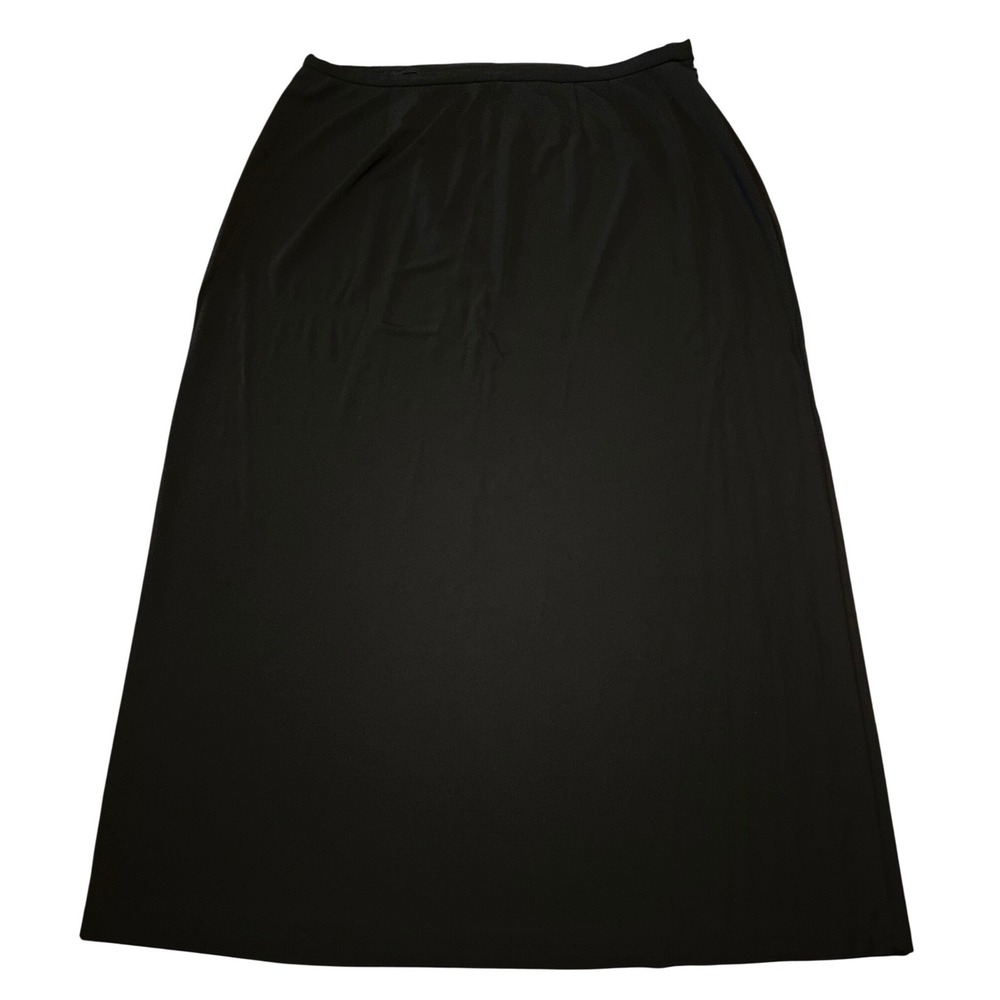 Kate Hill Women Black Maxi Skirt Plus Size 1X Rayon Blend Solid Minimalist - Picture 1 of 7